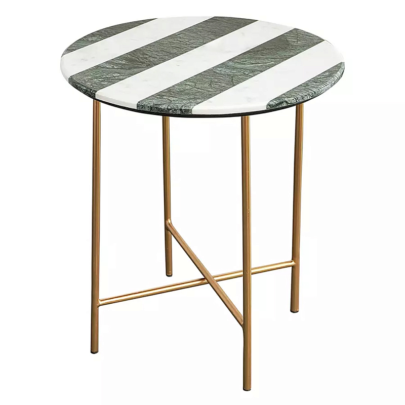 Столик приставной с круглой столешницей с полосатым узором Tabletops with Striped Pattern Серый Белый Столик приставной с круглой столешницей с полосатым узором Tabletops with Striped Pattern Серый Белый в Барнауле | Loft Concept