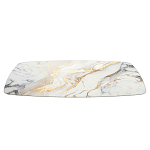 Обеденный стол с прямоугольной столешницей из стекла на черных металлических ножках White Marble варинант исполнения - 3 | Loft Concept в Барнауле