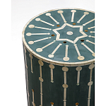 Приставной круглый столик с инкрустацией blue Mandika Bone Inlay  варинант исполнения - 1 | Loft Concept в Барнауле