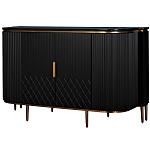 Комод черный округлой формы с рельефным фасадом Black Cut варинант исполнения - 1 | Loft Concept в Барнауле