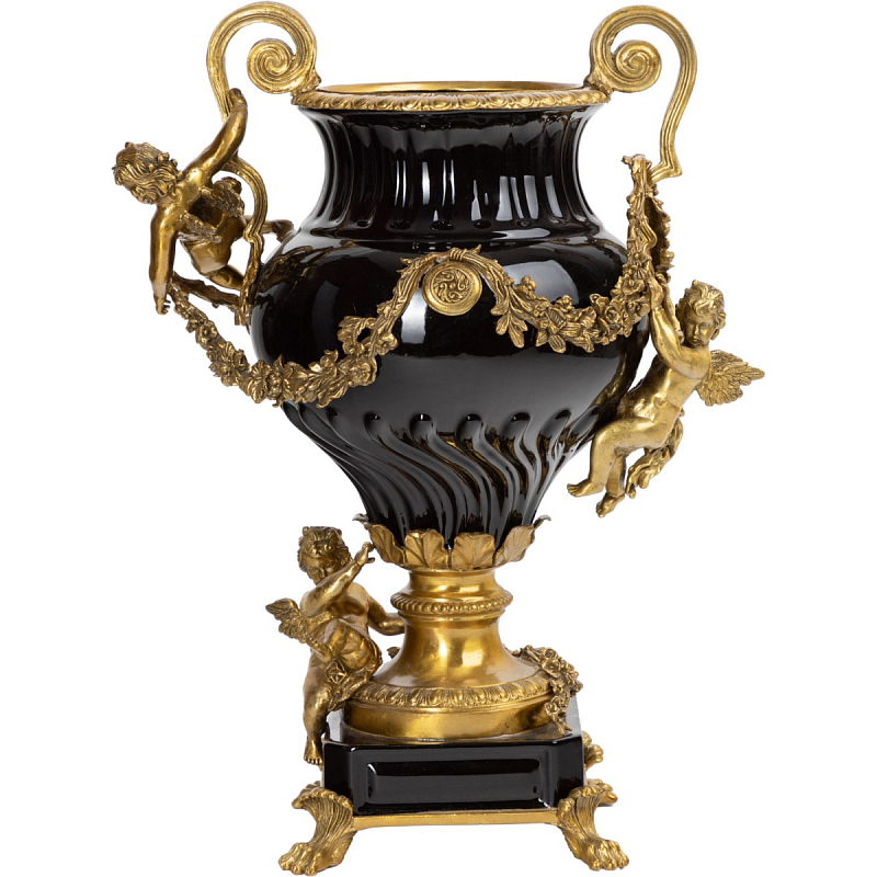 Ваза фарфоровая Black Gold Черный Золотой Ваза фарфоровая Black Gold Черный Золотой в Барнауле | Loft Concept