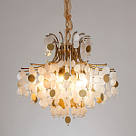Люстра подвесная с белыми и золотыми круглыми подвесками Диаметр 70 см SHELL Chandelier варинант исполнения - 2 | Loft Concept в Барнауле