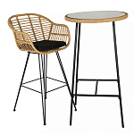 Барный столик с круглой плетеной столешницей Wicker Table Top варинант исполнения - 3 | Loft Concept в Барнауле