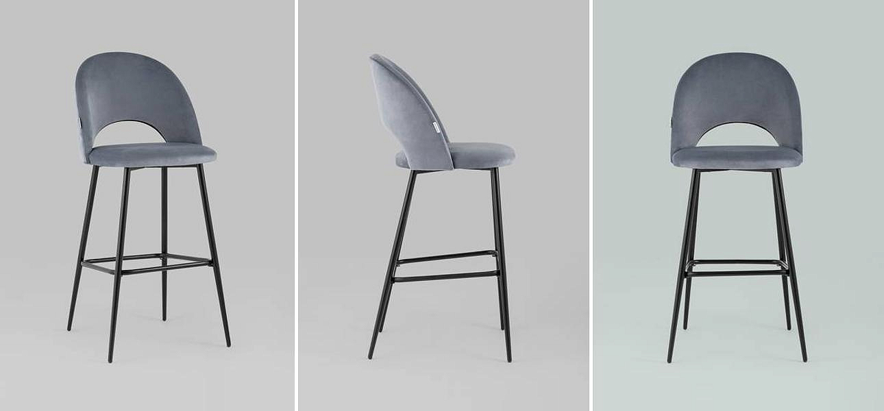 Барный Стул CLIFF Chair Серый Велюр Барный Стул CLIFF Chair Серый Велюр - Loft-Concept в Барнауле