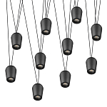 Подвесной светильник черными плафонами на длинных пересекающихся тросах Construction варинант исполнения - 9 | Loft Concept в Барнауле