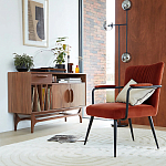 Кресло бархатное с подлокотниками на металлическом каркасе Oriel Retro Armchair варинант исполнения - 7 | Loft Concept в Барнауле