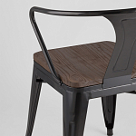 Черный глянцевый стул с сиденьем из натурального дерева TOLIX варинант исполнения - 7 | Loft Concept в Барнауле