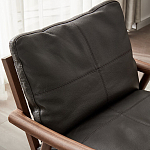 Кресло c каркасом из массива дерева и мягкой кожаной обивкой Walnut Armchair варинант исполнения - 5 | Loft Concept в Барнауле