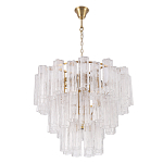 Люстра круглая многоярусная с прозрачными подвесками из стекла Hexagon Tube Light варинант исполнения - 2 | Loft Concept в Барнауле