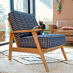 Кресло с каркасом из массива дуба Deniaud Oak Blue Print  Armchair варинант исполнения - 6 | Loft Concept в Барнауле