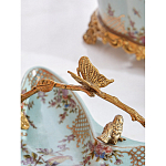 Блюдо из голубого фарфора с бронзовой ручкой в виде ветки Blue Garden варинант исполнения - 5 | Loft Concept в Барнауле