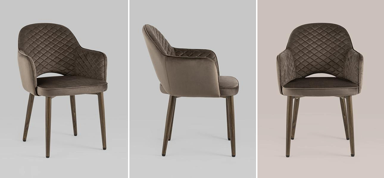 Стул SHARRON ромбы Коричневый Велюр Стул SHARRON ромбы Коричневый Велюр - Loft-Concept в Барнауле
