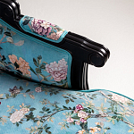 Трехместный диван из натурального бука бирюзовый с изображением птиц и цветов Turquoise Chinoiserie Garden Sofa варинант исполнения - 7 | Loft Concept в Барнауле