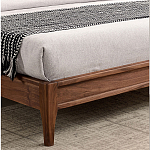 Кровать двуспальная с каркасом из дерева и мягким изголовьем Moon Walnut Bed варинант исполнения - 7 | Loft Concept в Барнауле
