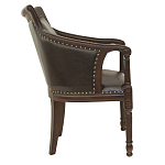 Кресло кожаное на 4-х деревянных ножках из массива березы Ethan Armchair brown варинант исполнения - 1 | Loft Concept в Барнауле