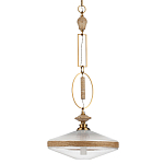 Подвесной светильник с плоским прозрачным плафоном и декоративной вставкой из текстурного камня Tectona  варинант исполнения - 1 | Loft Concept в Барнауле