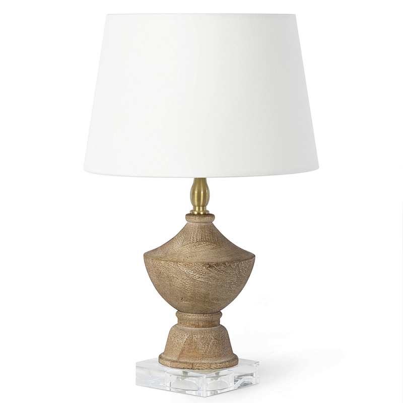 Настольная лампа деревянная с белым абажуром Wooden Table Lamp Коричневый Латунь Белый Настольная лампа деревянная с белым абажуром Wooden Table Lamp Коричневый Латунь Белый в Барнауле | Loft Concept