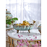 Чаша из голубого фарфора на бронзовых ножках с рисунком цветов и фигурками стрекоз Blue Garden варинант исполнения - 2 | Loft Concept в Барнауле