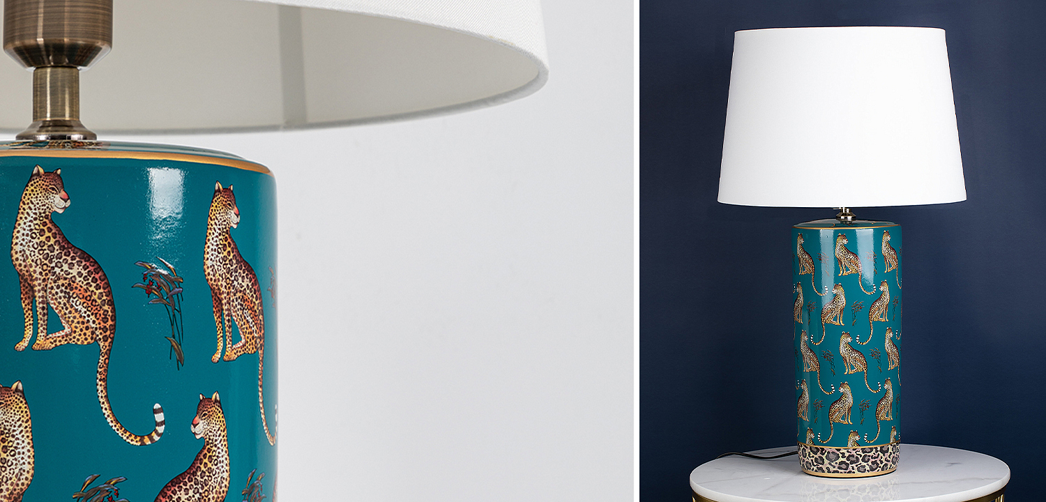 Настольная лампа с абажуром Leopard Lampshade Emerald Настольная лампа с абажуром Leopard Lampshade Emerald - Loft-Concept в Барнауле