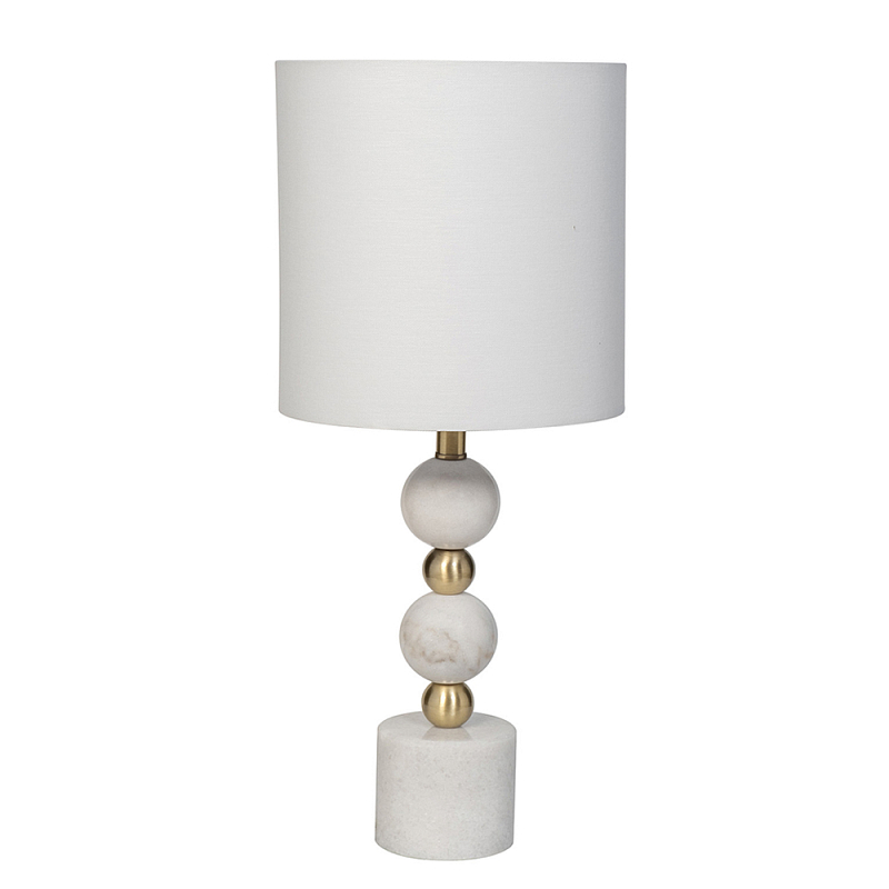 Лампа настольная с каркасом из мраморных шаров и белым абажуром Floor lamp Jewelry Белый Золотой в Барнауле | Loft Concept 