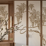 Обои с вышивкой ручной работы Deco Wisteria ﻿Midas colourway on Liso Pearl wool sateen варинант исполнения - 3 | Loft Concept в Барнауле