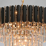 Люстра из черного металла с многоярусными подвесками из прозрачного хрусталя на золотой цепи Empire Black Chandelier Crystal варинант исполнения - 9 | Loft Concept в Барнауле