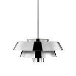 Подвесной светильник с широким многоярусным металлическим плафоном цвета никель в современном стиле Feiss варинант исполнения - 1 | Loft Concept в Барнауле