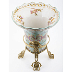 Ваза из голубого фарфора с рисунком птиц и цветов и декоративными элементами Blue Garden варинант исполнения - 3 | Loft Concept в Барнауле