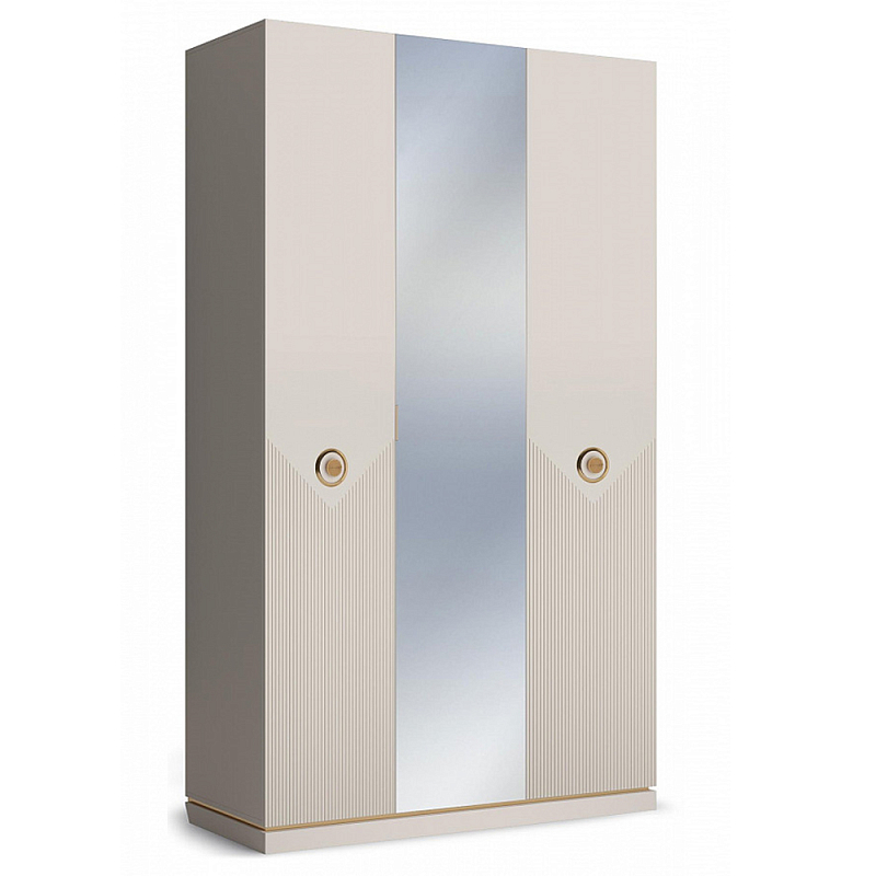 Шкаф трёхдверный с 1-ой зеркальной дверью Satin Furniture Бежево-серый Шкаф трёхдверный с 1-ой зеркальной дверью Satin Furniture Бежево-серый в Барнауле | Loft Concept