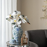 Ваза с крышкой и зелено-голубым рисунком на белом фоне 51 см Blue & White Ornament варинант исполнения - 5 | Loft Concept в Барнауле