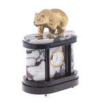 Часы настольные бронзовые с декором в виде медведя Bear Stone Clock варинант исполнения - 3 | Loft Concept в Барнауле