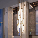 Люстра в современном стиле с 30-ю каскадными светодиодными лампами Golden LED Rain варинант исполнения - 3 | Loft Concept в Барнауле