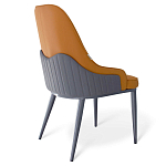 Стул оранжевый с высокой спинкой из искуственной кожи на серых металлических ножках Enigma Orange варинант исполнения - 2 | Loft Concept в Барнауле