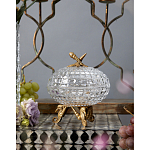 Конфетница прозрачная стеклянная на бронзовых ножках в виде морских коньков с крышкой в виде ракушки Eden Garden варинант исполнения - 3 | Loft Concept в Барнауле