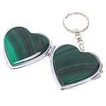 Зеркало брелок складное двухстороннее в форме сердца из натурального камня Малахит Stone Mirrors варинант исполнения - 2 | Loft Concept в Барнауле