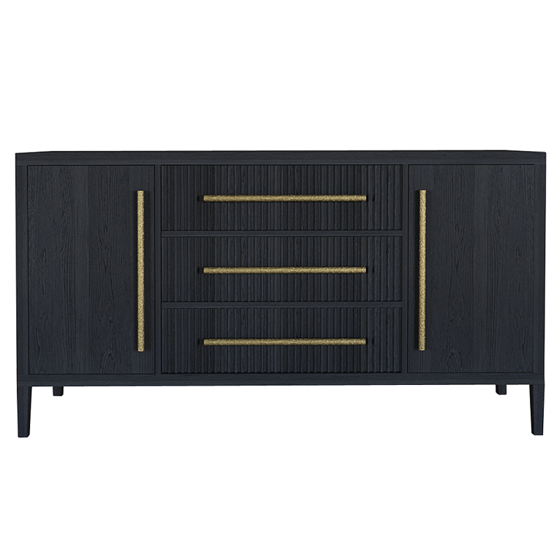 Буфет Primo с тремя ящиками и двумя фасадами Черный дуб Черный матовый Золотой в Барнауле | Loft Concept 