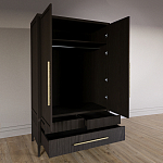 Шкаф платяной Primo с выдвижными ящиками шпон Темный орех варинант исполнения - 4 | Loft Concept в Барнауле