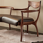 Кушетка с деревянным каркасом и сиденьем из коричневой натуральной кожи Moon Walnut Furniture варинант исполнения - 4 | Loft Concept в Барнауле