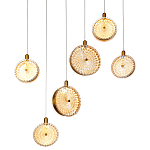 Подвесной светильник с плафонами из рельефного стекла Peony Glass Bronze Six варинант исполнения - 1 | Loft Concept в Барнауле