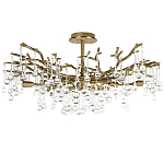 Потолочная люстра в виде ветвей деревьев золотого цвета с прозрачными подвесками-каплями Droplet Chandelier варинант исполнения - 1 | Loft Concept в Барнауле