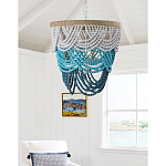 Круглая многоярусная люстра с подвесками в виде круглых бусин Wooden Beads Turquoise Chandelier варинант исполнения - 2 | Loft Concept в Барнауле
