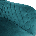 Барный стул со спинкой и подлокотниками на 4-х деревянных ножках Douglas Rhombus Бирюзовый Велюр варинант исполнения - 2 | Loft Concept в Барнауле