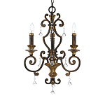 Люстра с подвесками из прозрачного стекла на кованом каркасе бронзового цвета в классическом стиле Quoizel варинант исполнения - 11 | Loft Concept в Барнауле