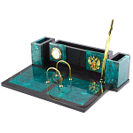 Настольный письменный набор из змеевика с часами и календарницей Successful Leader варинант исполнения - 2 | Loft Concept в Барнауле