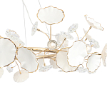 Люстра круглая с белыми лепестками из керамики и прозрачными хрустальными цветками Диаметр 82 см Wintery flovers варинант исполнения - 4 | Loft Concept в Барнауле