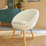 Кресло на деревянных ножках с обивкой из ткани букле Aldo Boucle Armchair варинант исполнения - 7 | Loft Concept в Барнауле