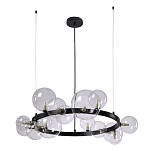 Люстра круглая подвесная с 15-ю прозрачными шарообразными плафонами из стекла Iona chandelier варинант исполнения - 6 | Loft Concept в Барнауле