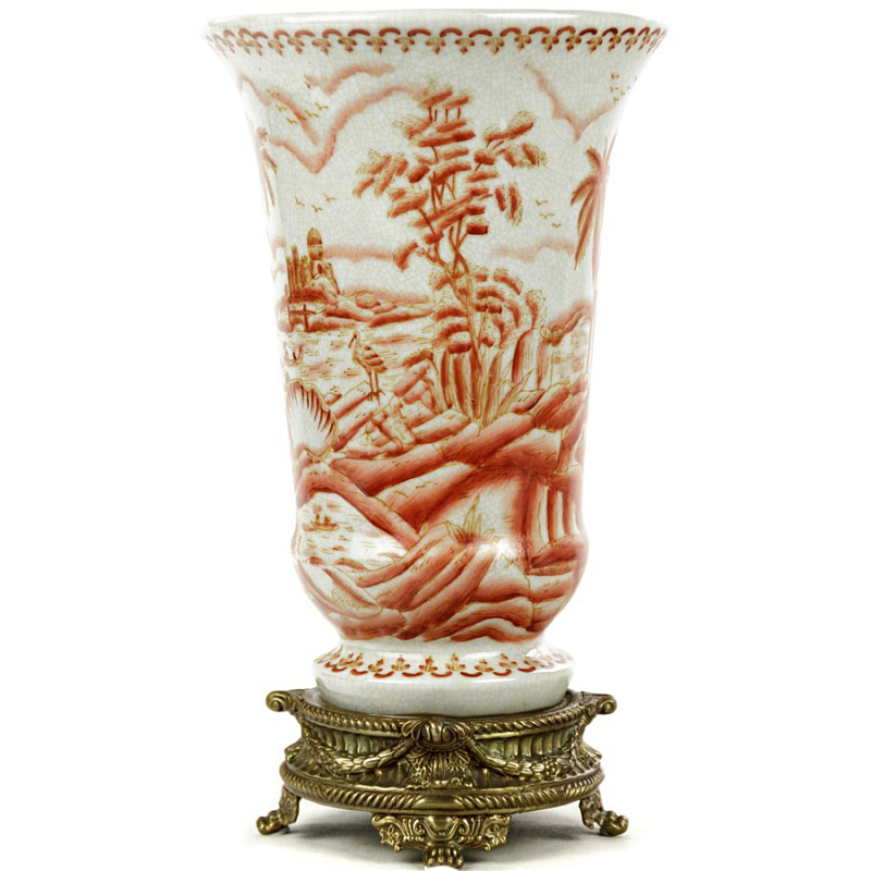 Фарфоровая ваза Seascape Chinoiserie Белый Бронза Коралловый Фарфоровая ваза Seascape Chinoiserie Белый Бронза Коралловый в Барнауле | Loft Concept