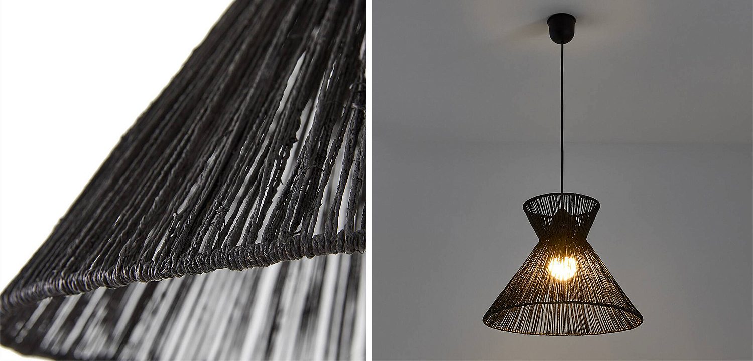 Подвесной светильник Signe Wicker Hemp Black Horn Подвесной светильник Signe Wicker Hemp Black Horn - Loft-Concept в Барнауле