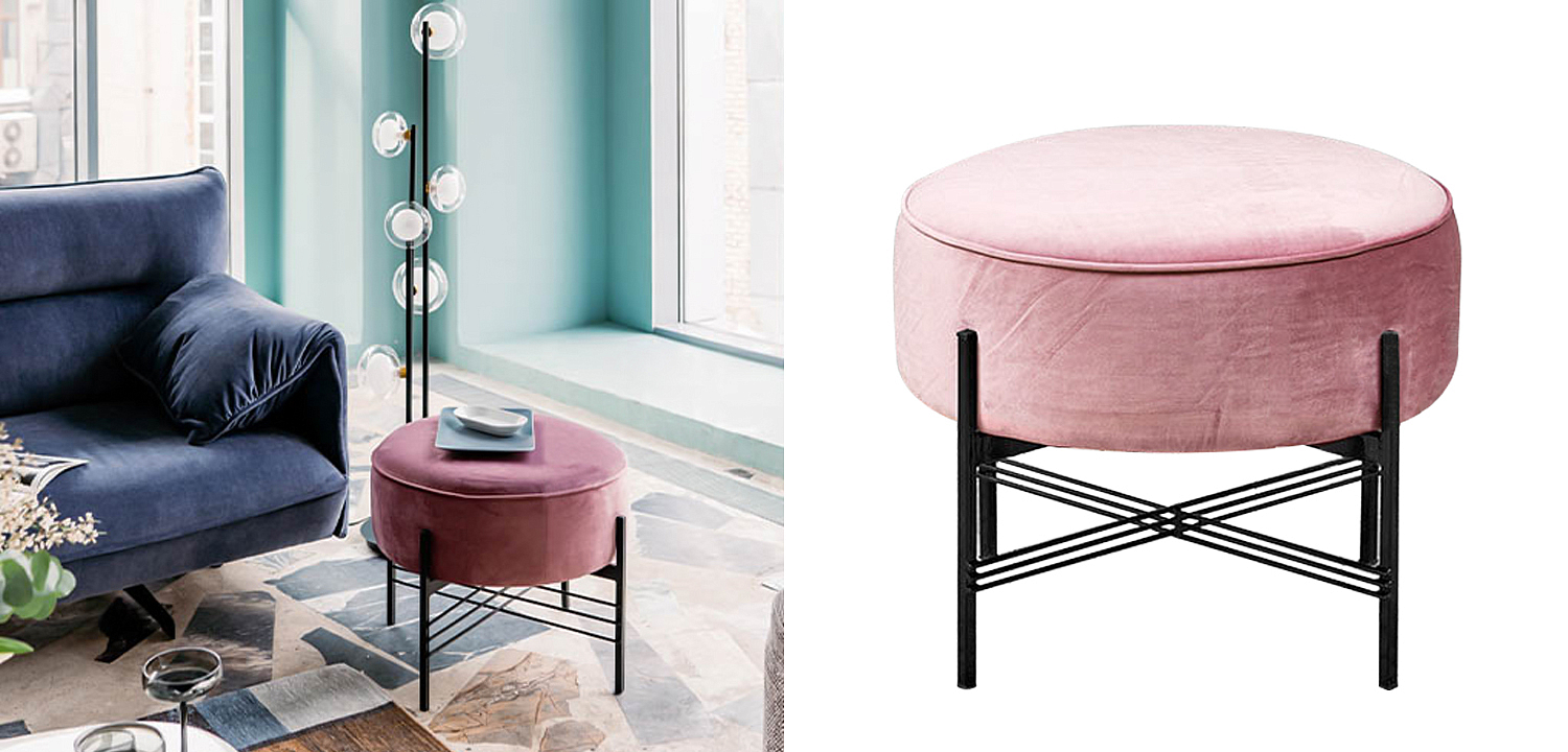 Пуф розовый велюровый Sanjay Velour Pouf Pink Пуф розовый велюровый Sanjay Velour Pouf Pink - Loft-Concept в Барнауле